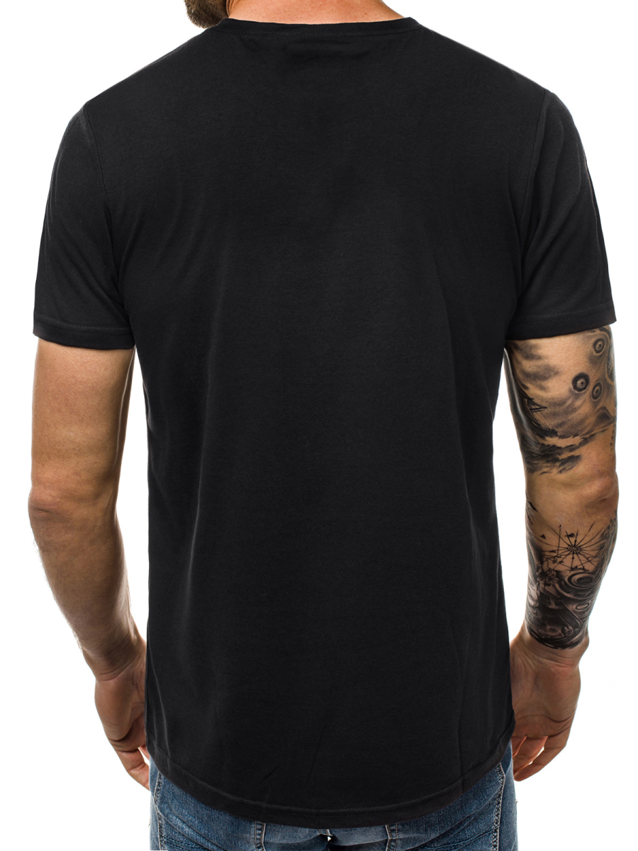 Camiseta De Hombre Negra OZONEE JS 1839 OZONEE