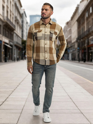 Camisa de hombre camel OZONEE NB/MC728K