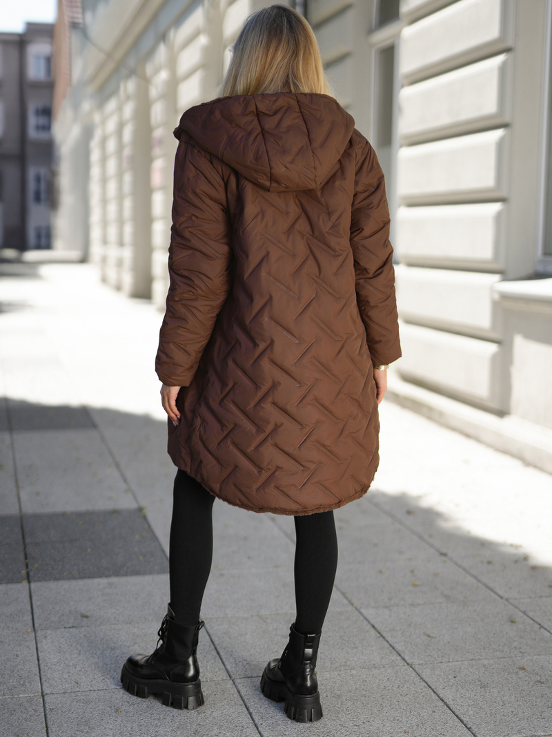 Chaqueta larga de invierno para mujer chocolate OZONEE JS/5M3352/158