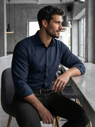 Camisa de hombre azul marino OZONEE V/V188Z