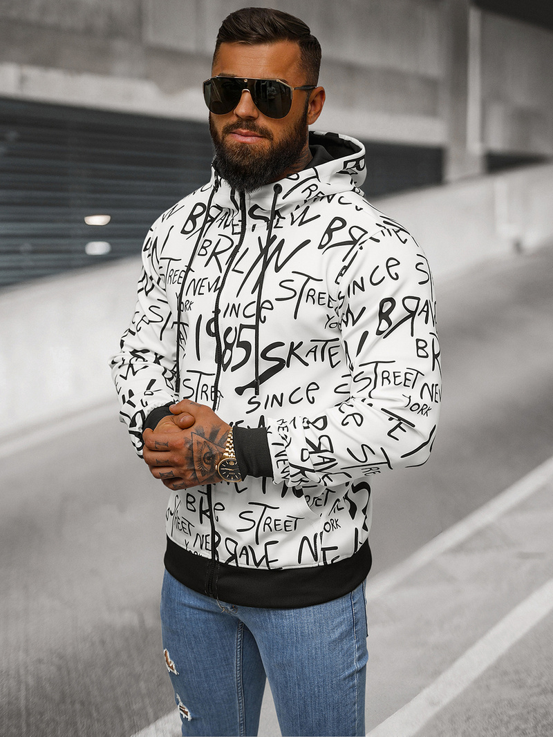 Sudadera de hombre blanca OZONEE JS/8B1175/1