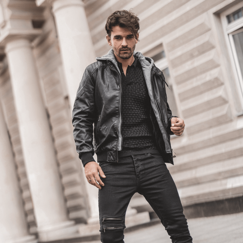 Chaqueta de hombre negr OZONEE RF/HK01Z