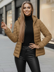 Chaqueta de mujer beige oscuro OZONEE JS/16M9103/84Z