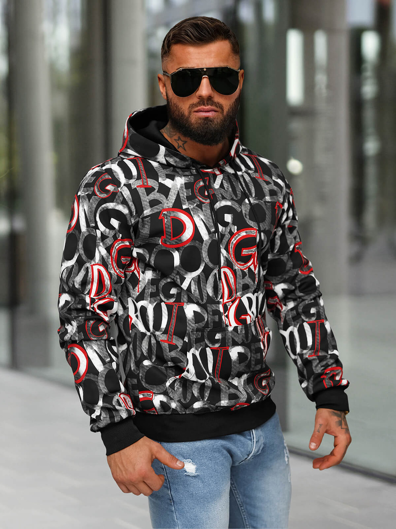 Sudadera de hombre negra OZONEE JS/8B1237/3