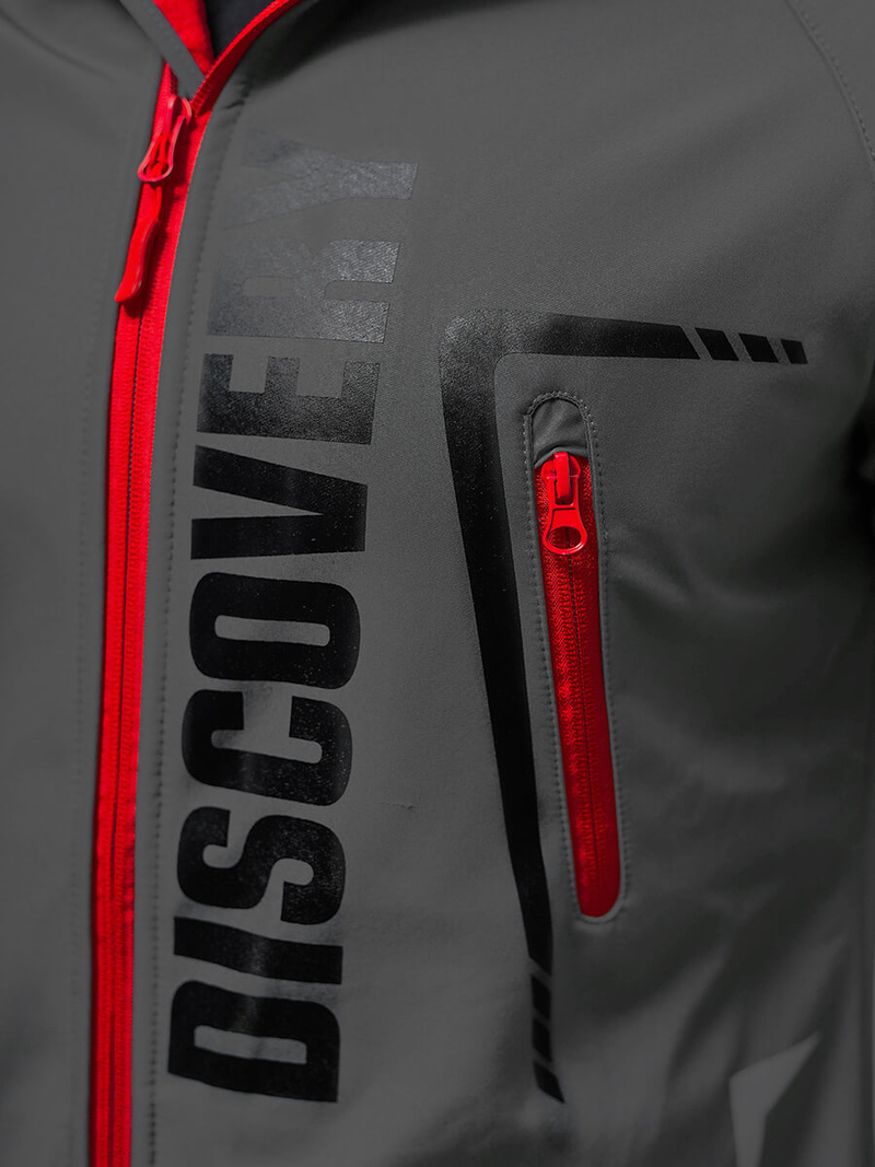 Chaqueta softshell de hombre gris-rojo OZONEE JS/HH025/2BZ