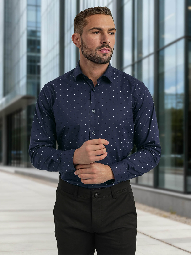 Camisa de hombre azul marino OZONEE V/V181