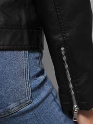 Chaqueta de cuero para mujer negra OZONEE JS/11Z8060