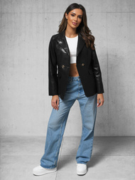 Chaqueta de cuero para mujer negra OZONEE JS/11Z8121