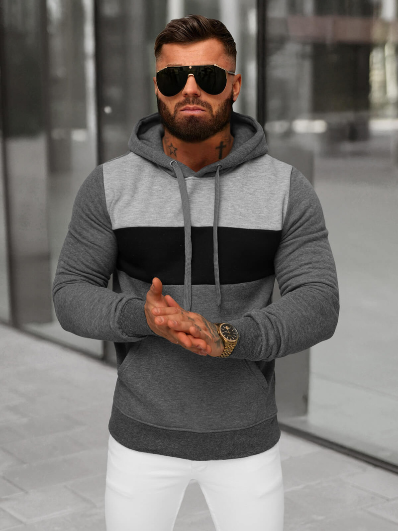 Sudadera de hombre grafito OZONEE JS/8B1312/5