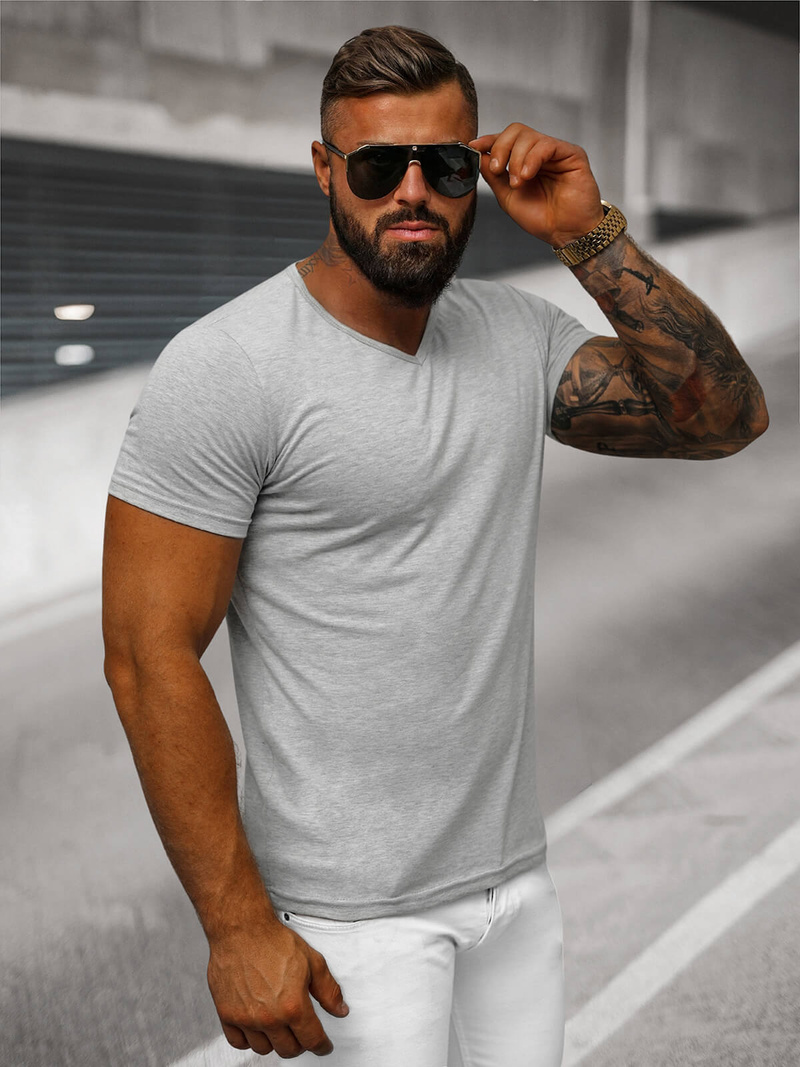 Camiseta de hombre gris OZONEE JS/712007Z