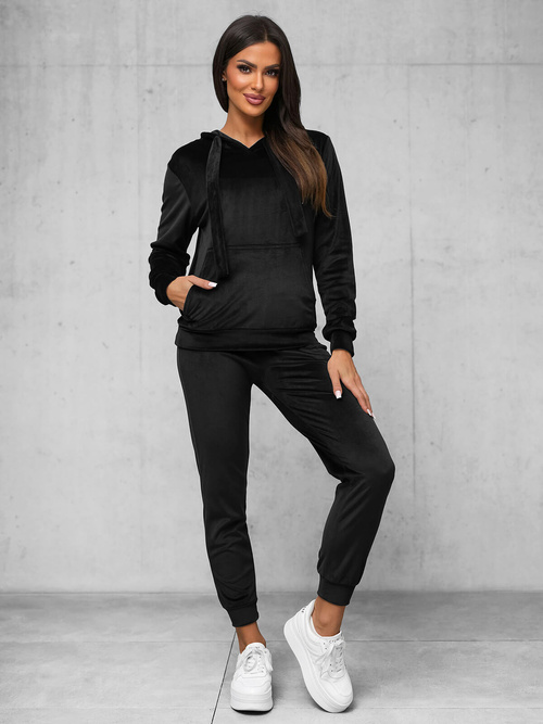 Chándal velour de mujer de negro OZONEE JS/35C1612/3