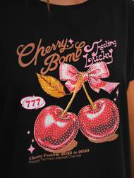 Camiseta de mujer negra OZONEE JS/95T2568/3