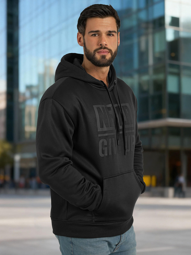 Sudadera de hombre negra OZONEE JS/8B1983/3