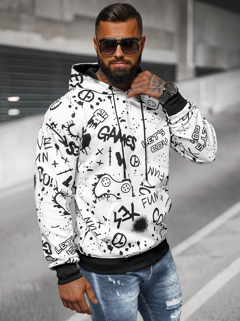 Sudadera de hombre blanca OZONEE JS/8B1227/1