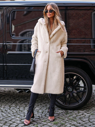 Chaqueta de invierno de piel para mujer beige OZONEE JS/11Z8250