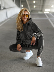 Chándal velour de mujer de grafito OZONEE JS/8C1301/6