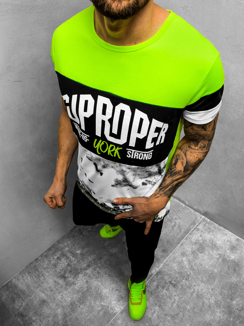 Camiseta de hombre verde OZONEE JS/KS1974Z