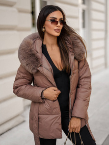 Chaqueta de mujer beige oscuro OZONEE JS/16M9206/84