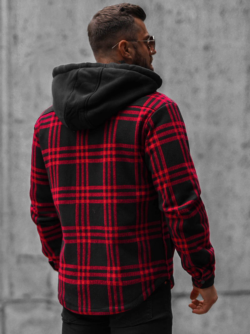 Camisa de hombre negra-roja OZONEE O/3A91/4