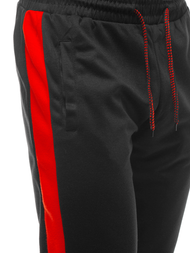 Pantalón de chándal de hombre negro-roja OZONEE JS/JZ11003