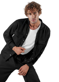 Camisa de hombre negra OZONEE O/GOM23039