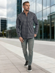 Camisa de hombre azul marino OZONEE V/V173