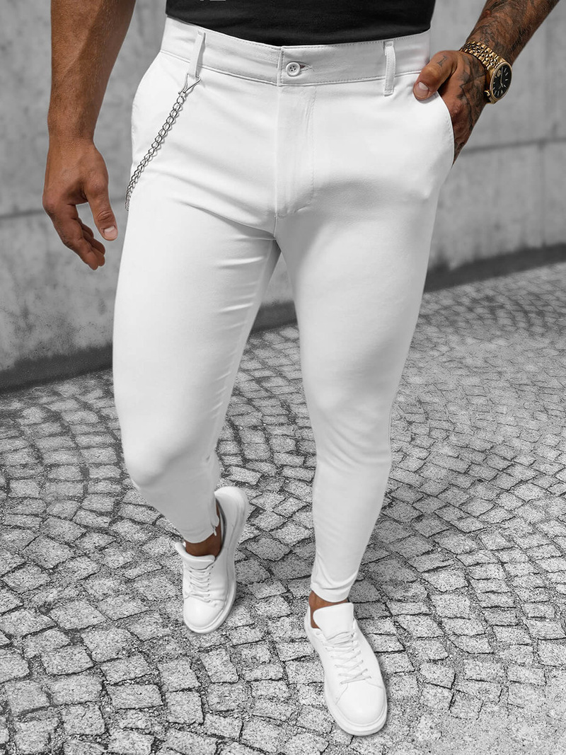 Pantalón chino de hombre blancos OZONEE DJ/550170