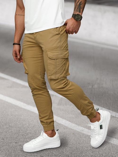 Pantalón chino jogger de hombre beige OZONEE NB/MP0202KZ