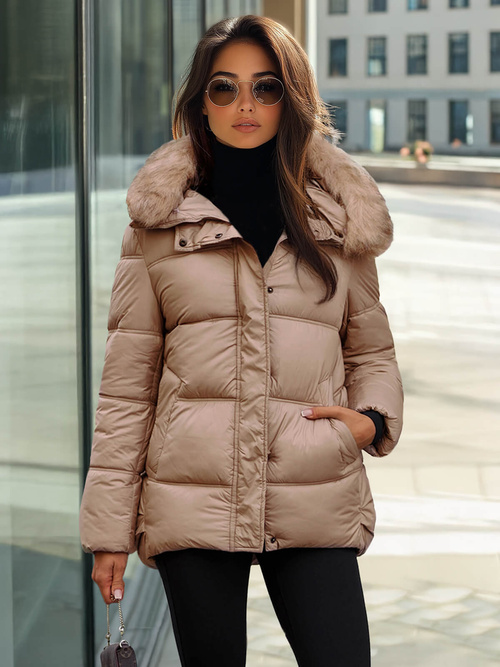 Chaqueta de mujer en camel OZONEE JS/5M3256/84Z