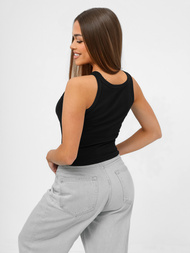 Camiseta sin mangas para mujer negra OZONEE JS/96T665/3