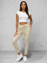 Pantalón velour de chándal para mujer en crudo OZONEE JS/8K1532/155