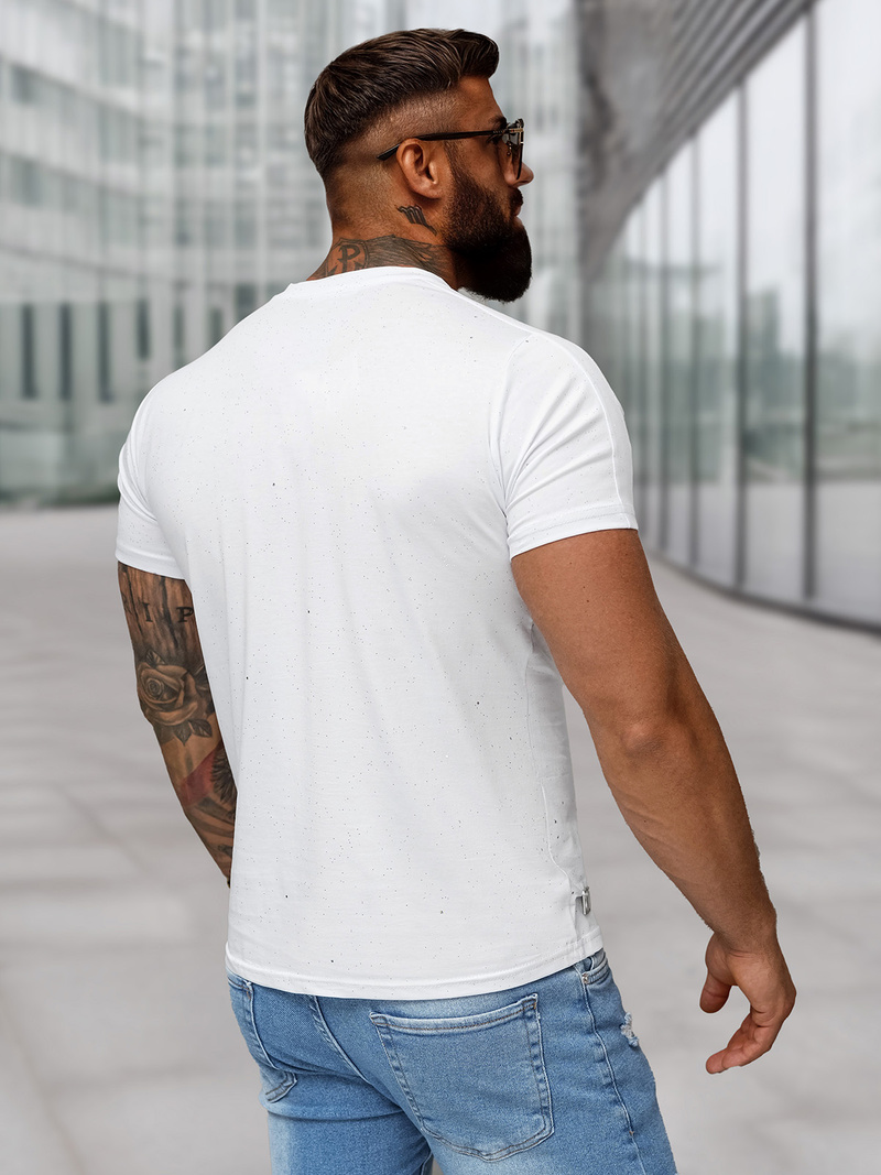 Camiseta de hombre blanco OZONEE O/QQ1388