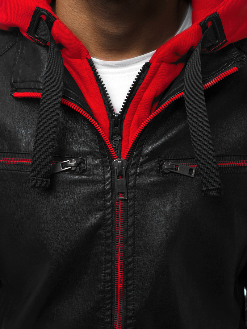 Chaqueta de hombre negra-roja OZONEE N/6129