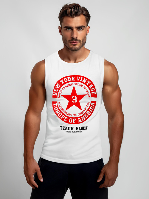 Camiseta sin mangas de hombre blanca OZONEE JS/8B1721/1