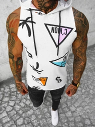 Camiseta sin mangas de hombre blanca OZONEE O/BL308Z