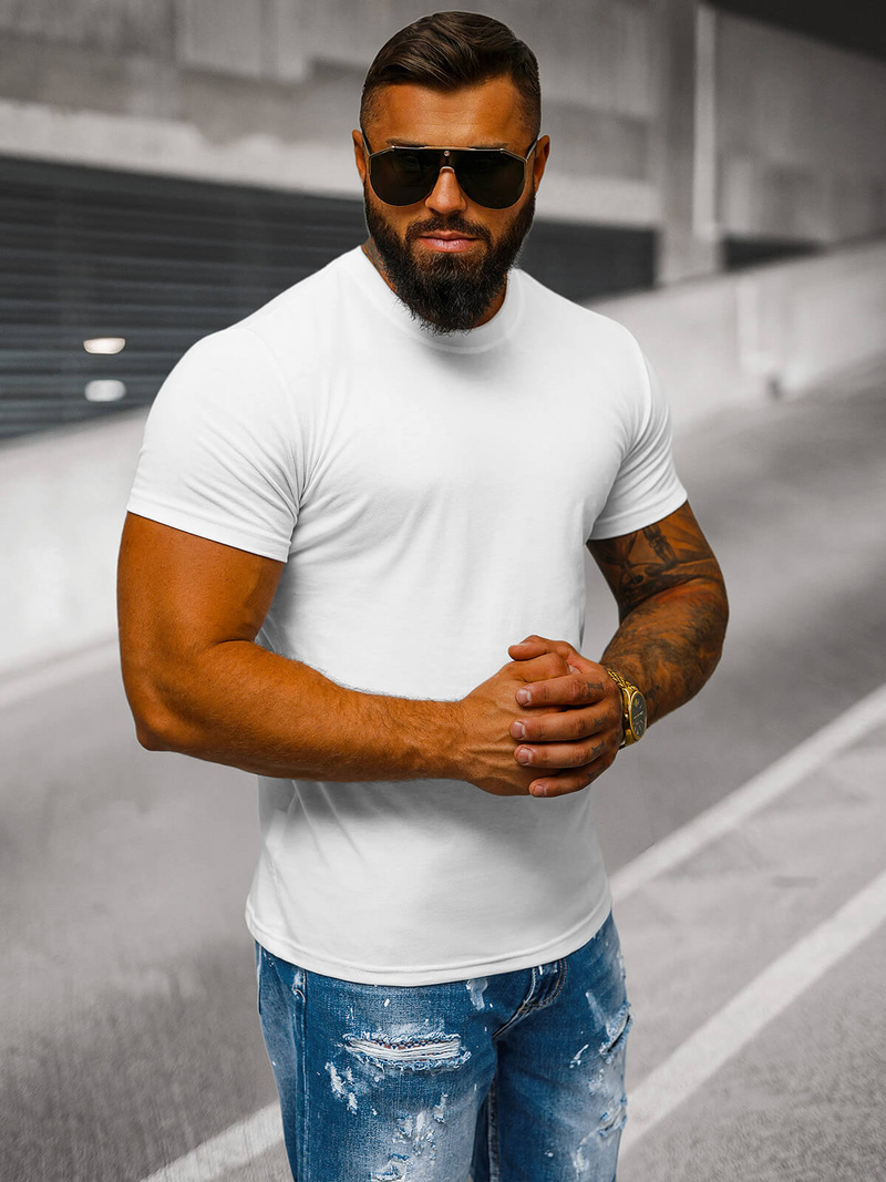 Camiseta de hombre blanca OZONEE JS/712005Z