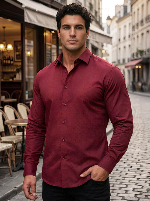 Camisa de hombre burdeos OZONEE V/V182Z