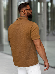 Camisa de hombre con manga corta marrón OZONEE O/B2256