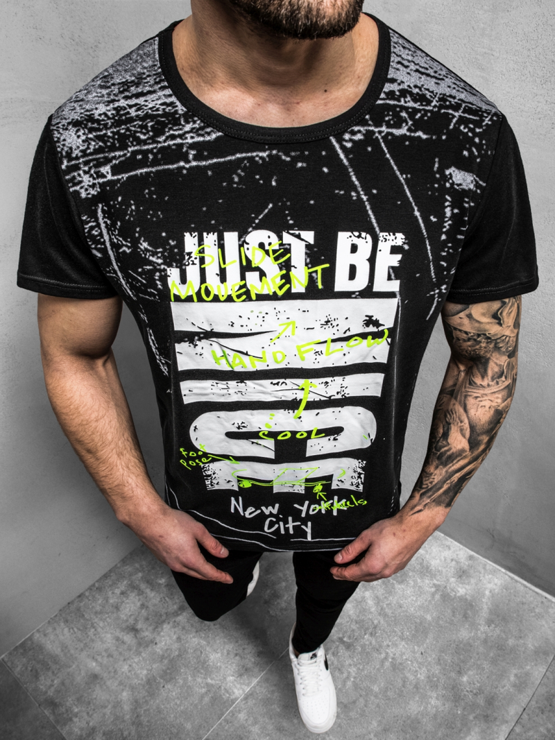 Camiseta de hombre negra OZONEE JS/KS1983Z