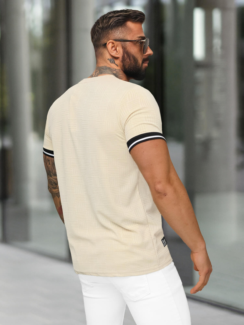 Camiseta de hombre beige OZONEE O/QS11628