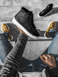 Sneakers altas de hombre negro-blancos OZONEE W/034