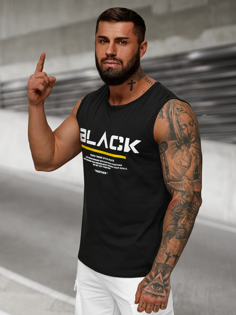 Camiseta sin mangas de hombre negra OZONEE JS/8B1712/3