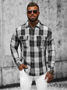 Camisa de hombre negro OZONEE NB/MC727N