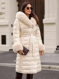 Abrigo de mujer beige OZONEE JS/5M3160/254/BZ