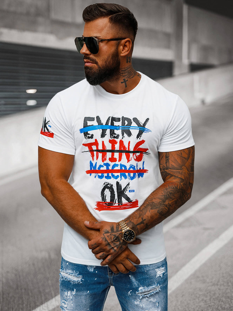 Camiseta de hombre blanca OZONEE O/8T1266/1