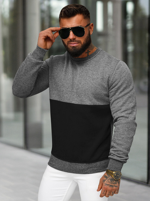 Sudadera de hombre grafito OZONEE JS/8B1305/5