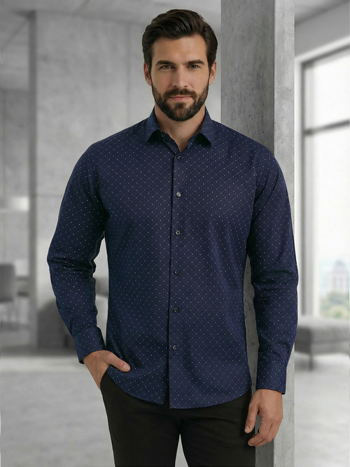 Camisa de hombre azul marino OZONEE V/V183Z