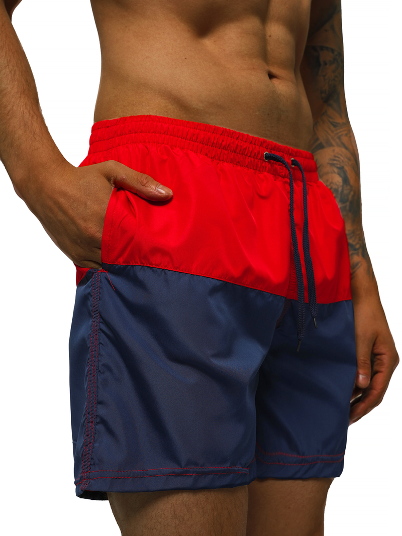 Bañador de hombre rojo y azul marino OZONEE JS/HM062