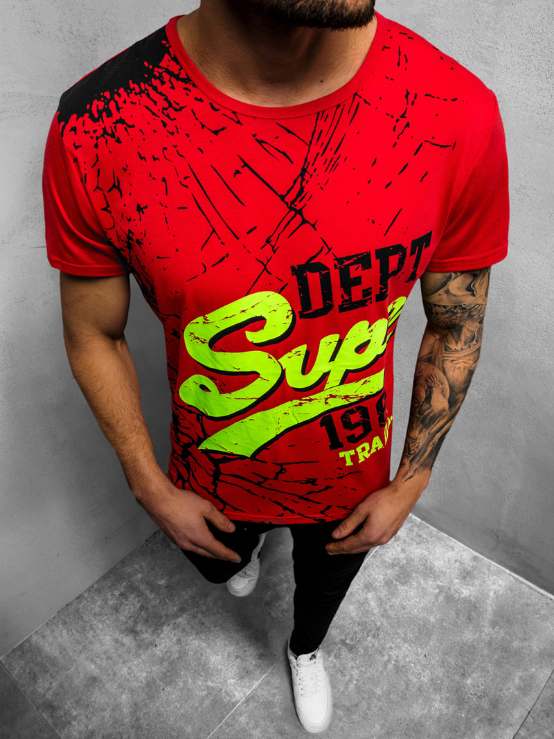 Camiseta de hombre roja OZONEE JS/KS1942Z