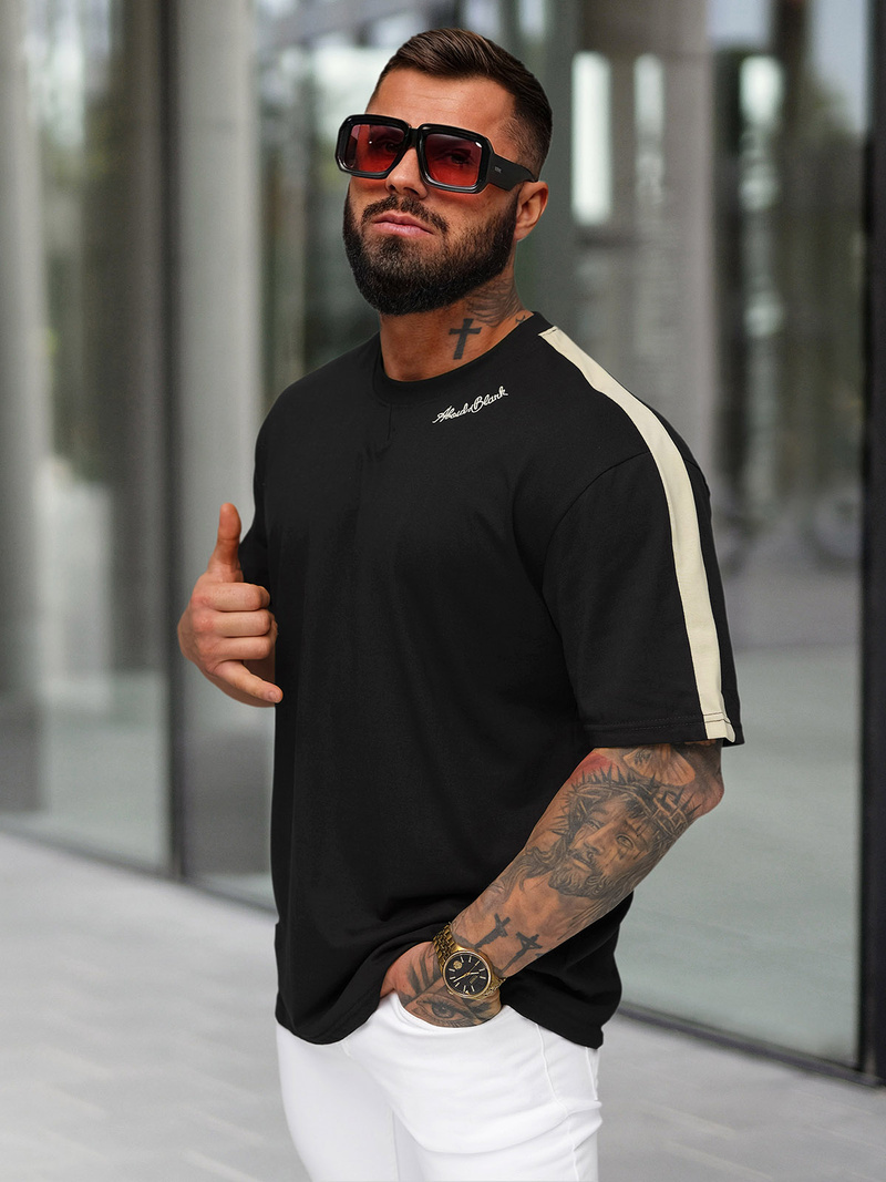 Camiseta de hombre negras OZONEE O/QQ1195